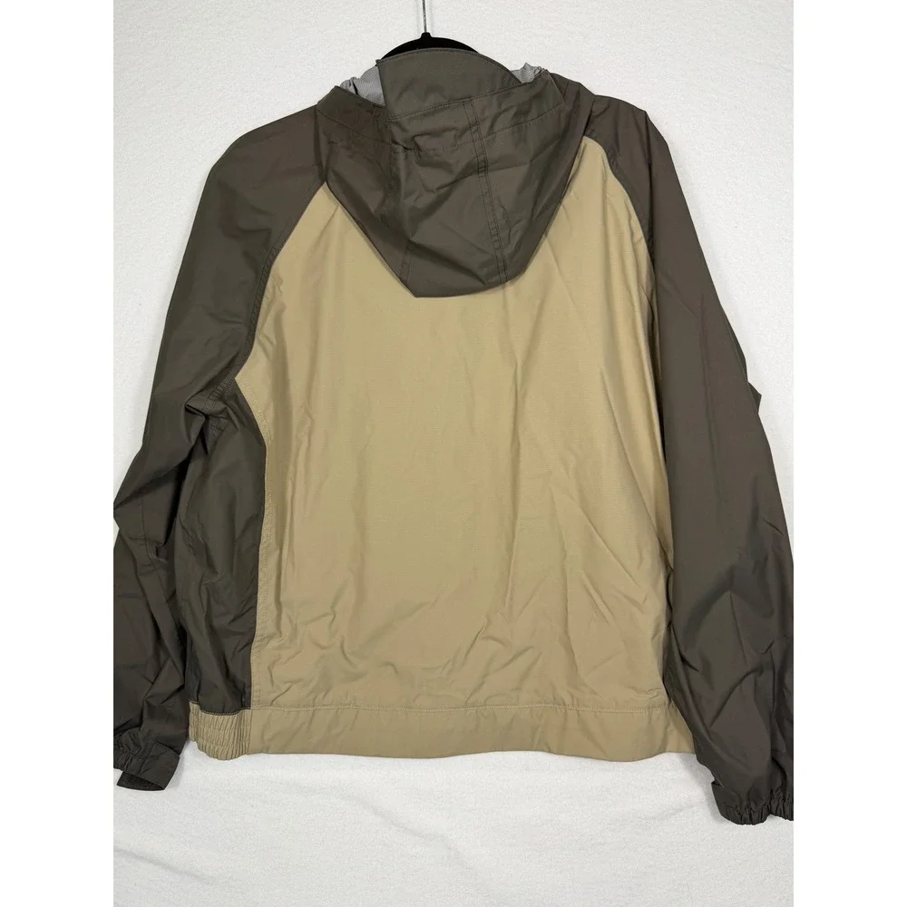 Cabela's Dry-Plus Rain Jacket Womens XL Tan Brown Utility Hooded Fishing Hunting